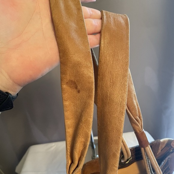 SABRINA SCALA Vintage Brown Suede Medium Leather Tote Hobo Handbag Purse - Picture 7 of 16